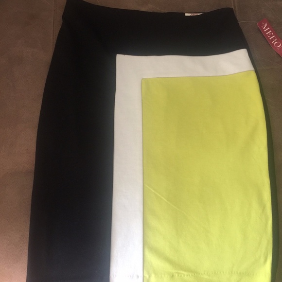 MERONA High Waisted Color Block Fitted Skirt NWT - Picture 2 of 4
